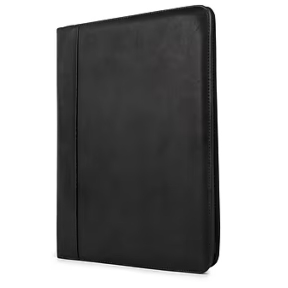 Black vegan leather pad folio with notepad and calculator, new - Picture 2 of 6